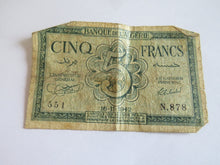 Load image into Gallery viewer, 1942 Algeria 5 Francs Banknote
