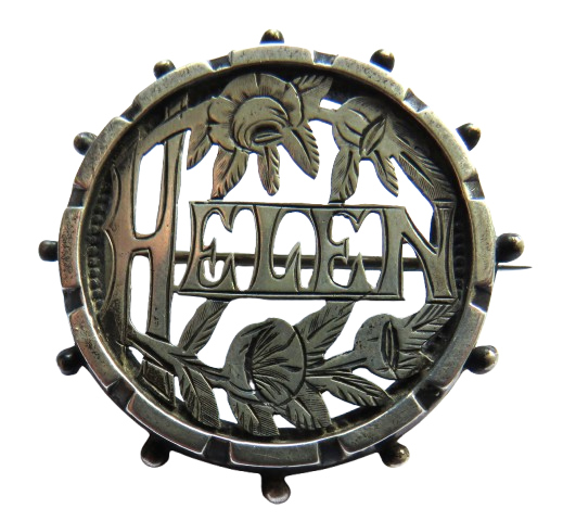 Antique Ladies Silver Brooch With The Name "Helen"