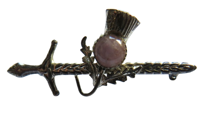 Vintage Sterling Silver Scottish Thistle & Sword Brooch