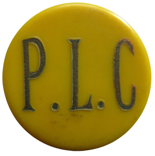 P.L.C. Vintage Yellow Plastic 1d Token
