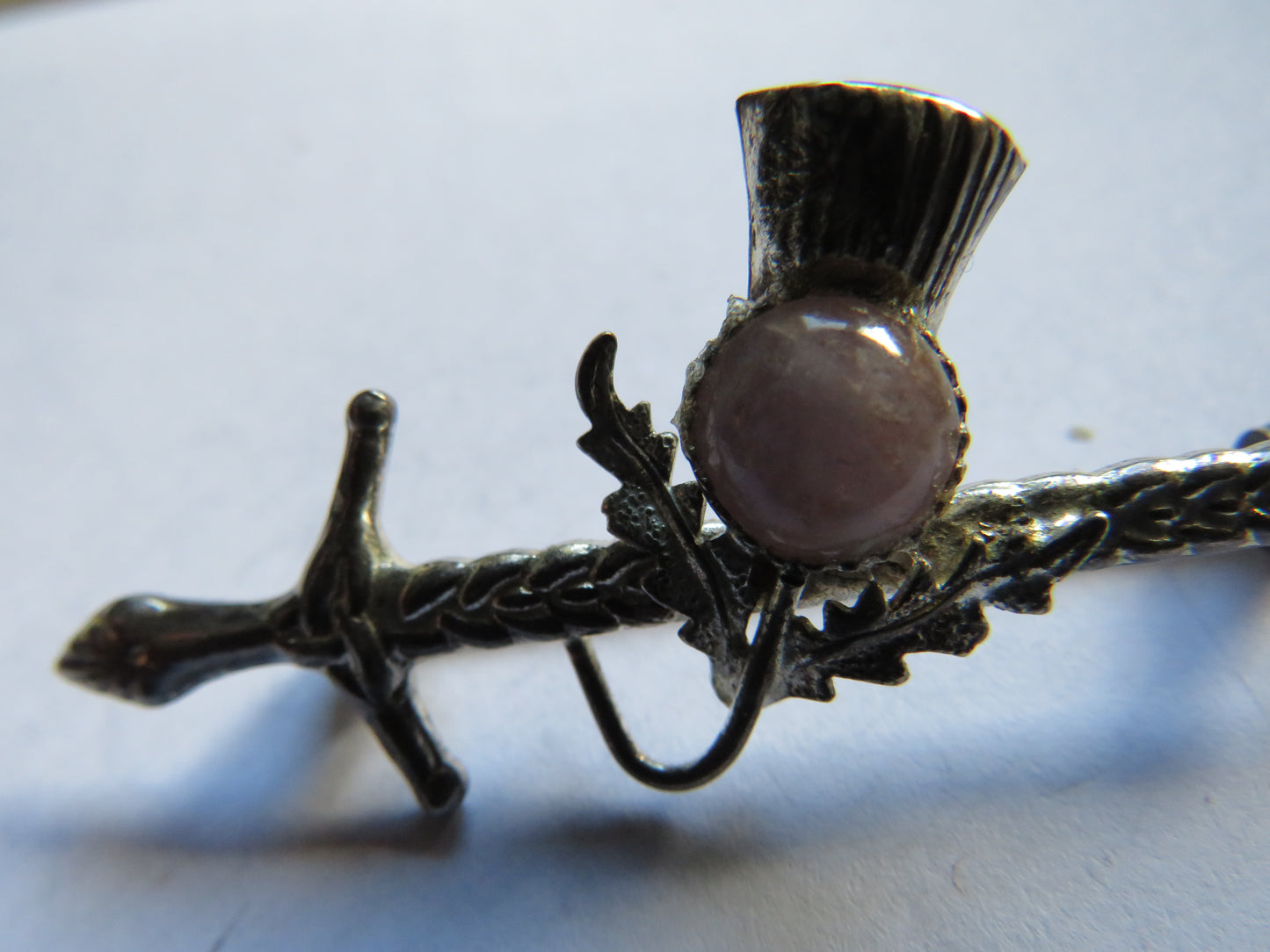 Vintage Sterling Silver Scottish Thistle & Sword Brooch