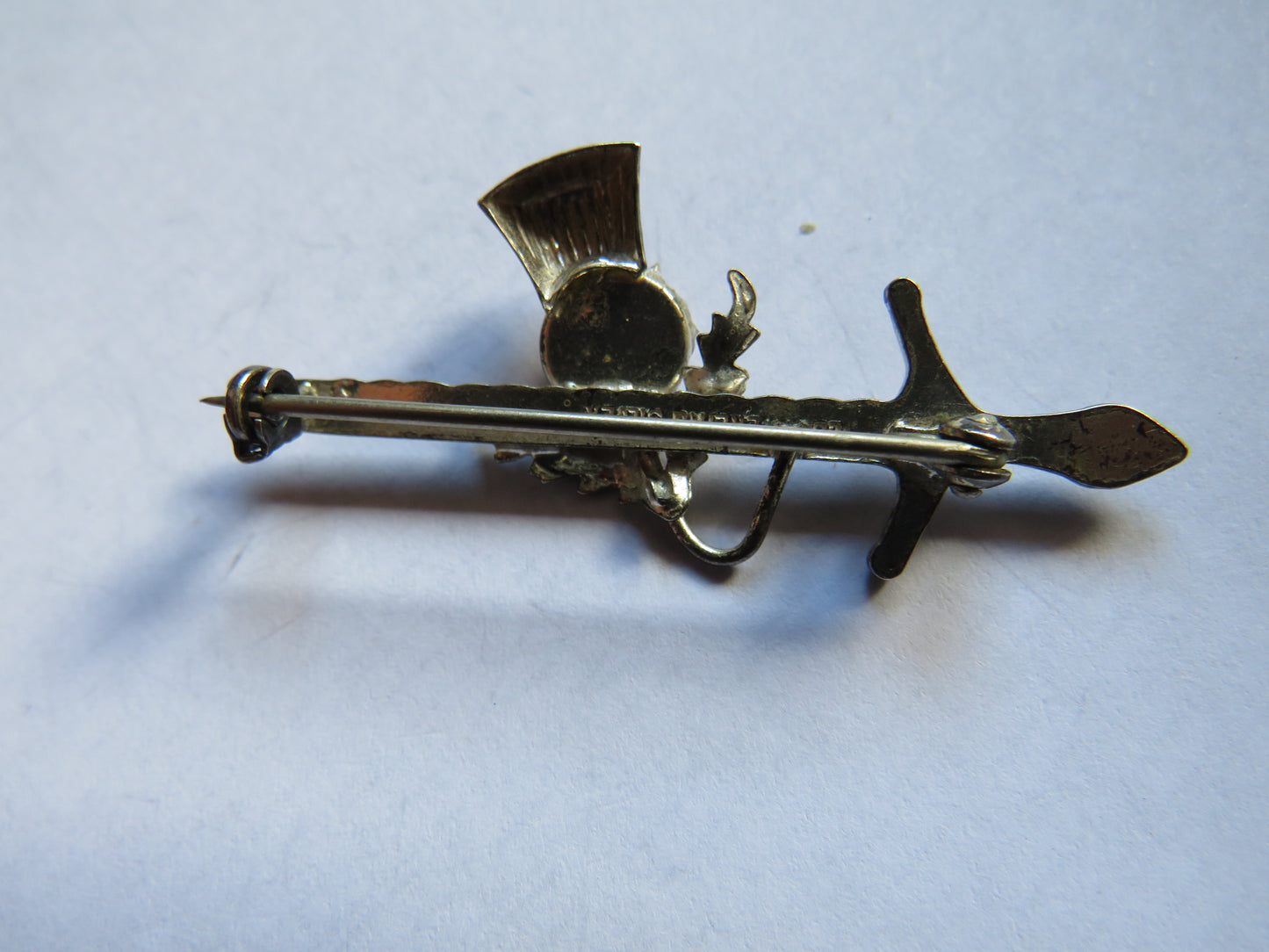 Vintage Sterling Silver Scottish Thistle & Sword Brooch