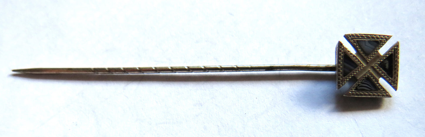 Vintage Silver & Agate Scottish Stick Pin Brooch