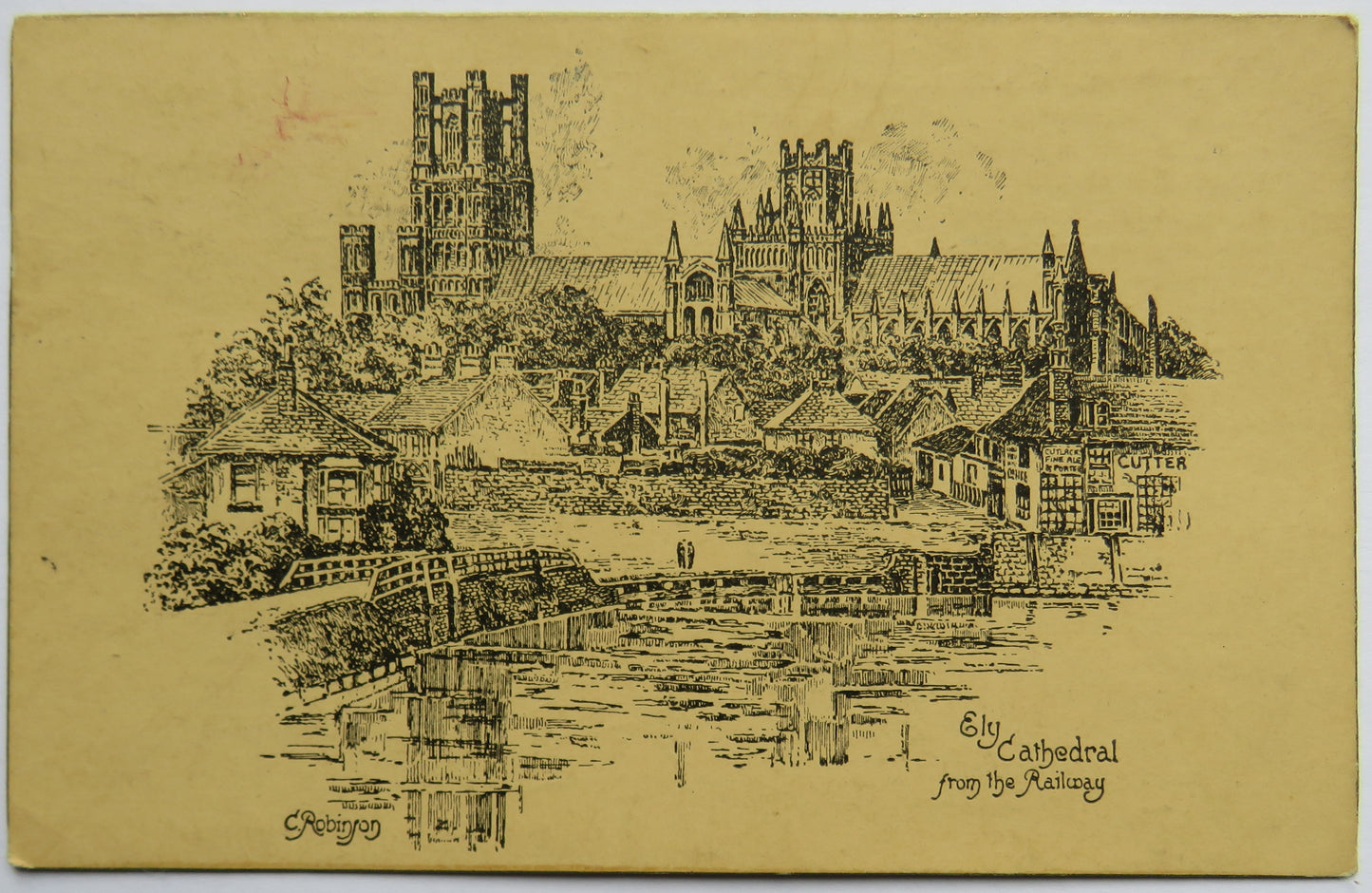 Vintage Postcard of Ely Cathedral from the Railway, 1956