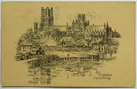 Vintage Postcard of Ely Cathedral from the Railway, 1956