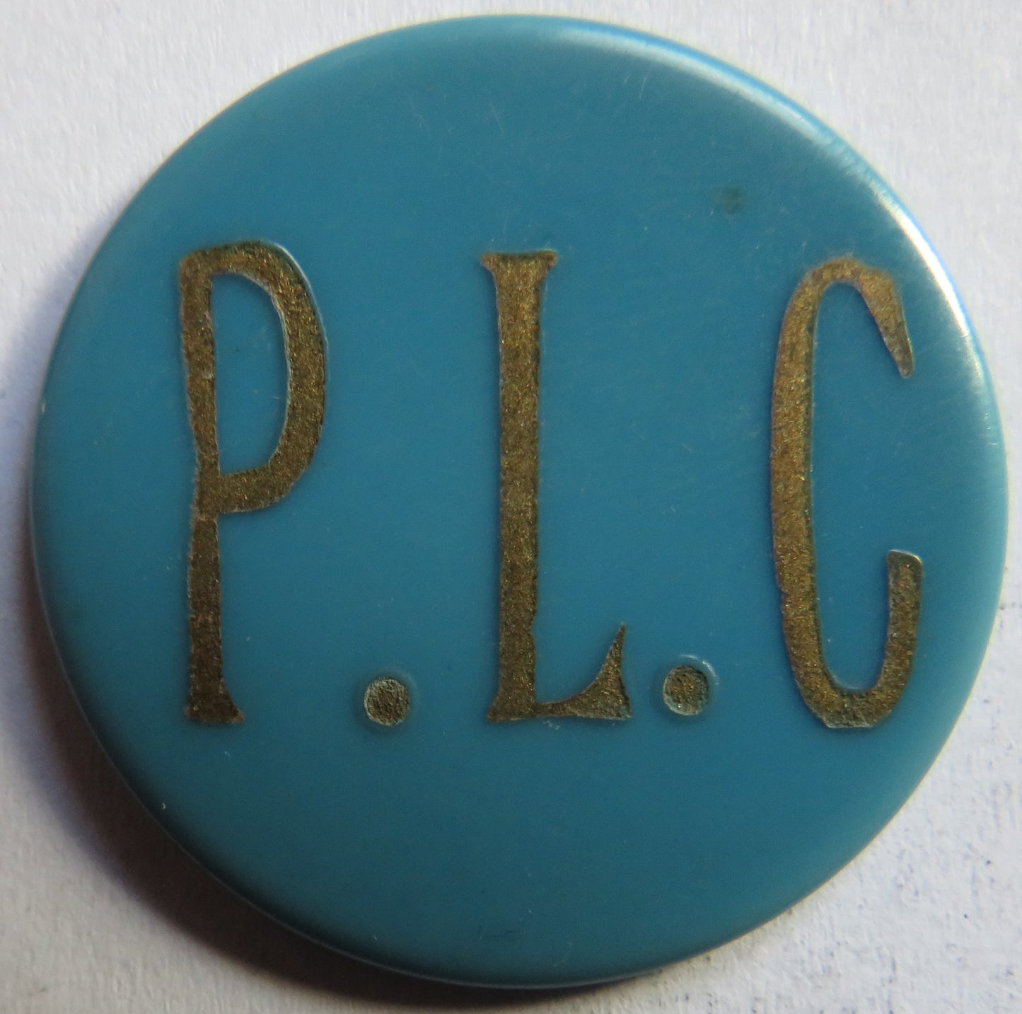 P.L.C. Vintage Blue Plastic Token