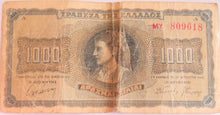 Load image into Gallery viewer, 1942 Greece 1000 Drachmai Banknote
