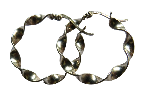Sterling Silver Ladies Hoop Earrings In Twisted Design