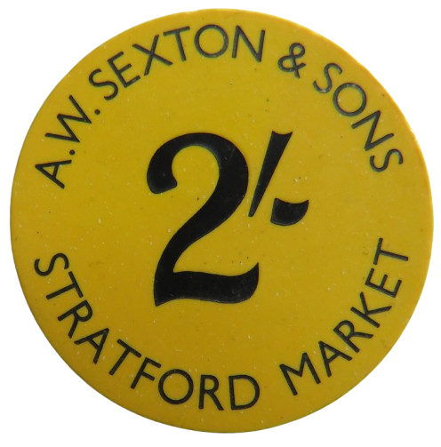 A.W. Sexton & Sons Stratford Market 2/- Plastic Token