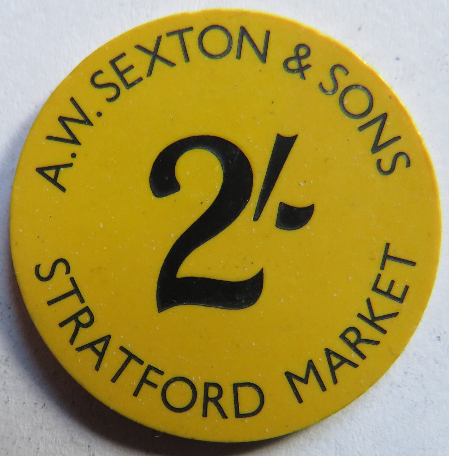 A.W. Sexton & Sons Stratford Market 2/- Plastic Token