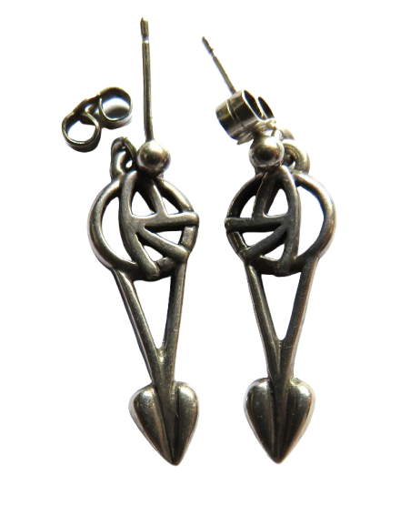 Pair of Ladies Sterling Silver Earrings In Style of Charles Rennie Mackintosh
