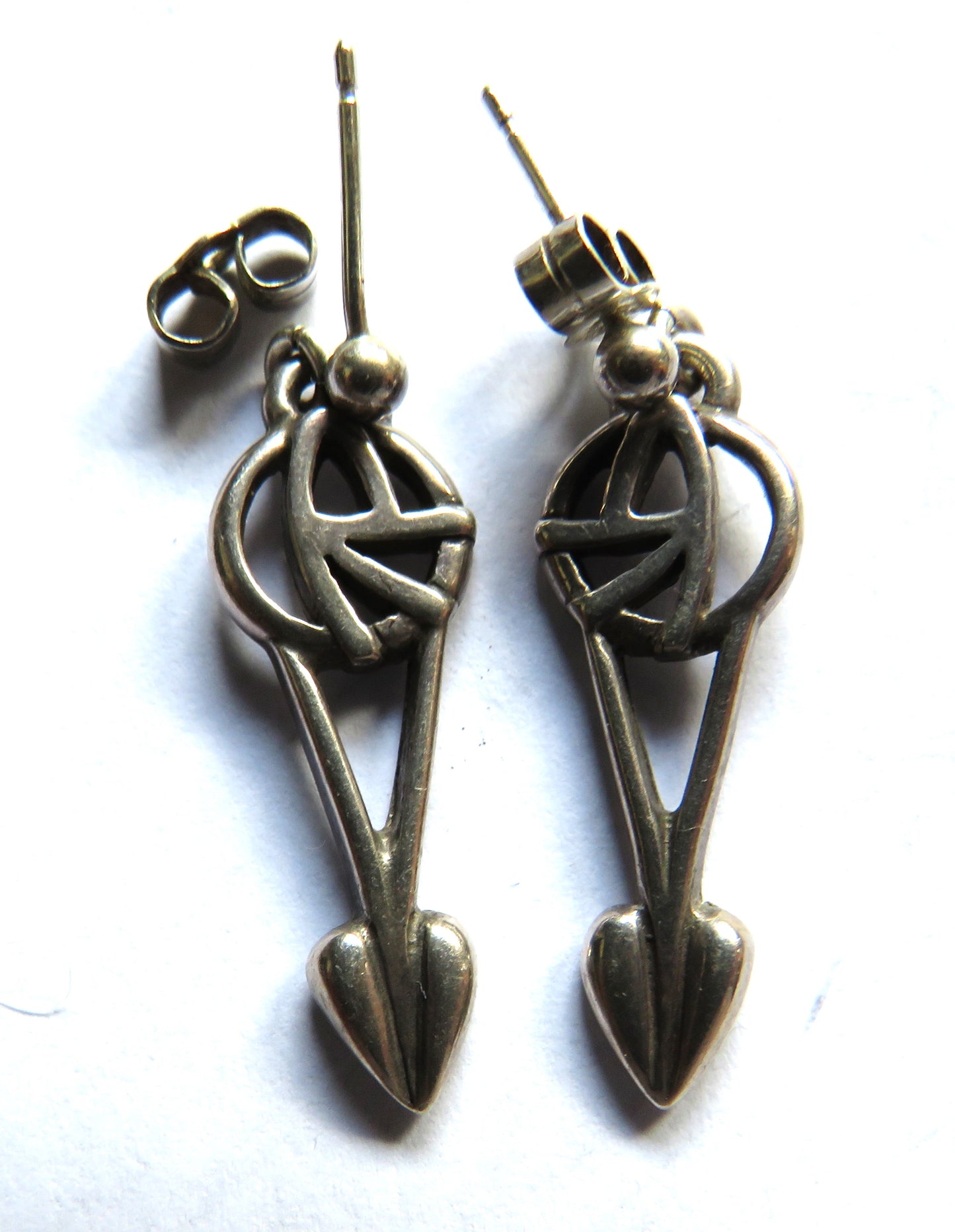 Pair of Ladies Sterling Silver Earrings In Style of Charles Rennie Mackintosh