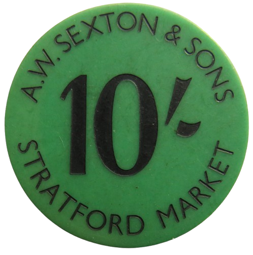 A.W. Sexton & Sons Stratford Market 10/- Plastic Token