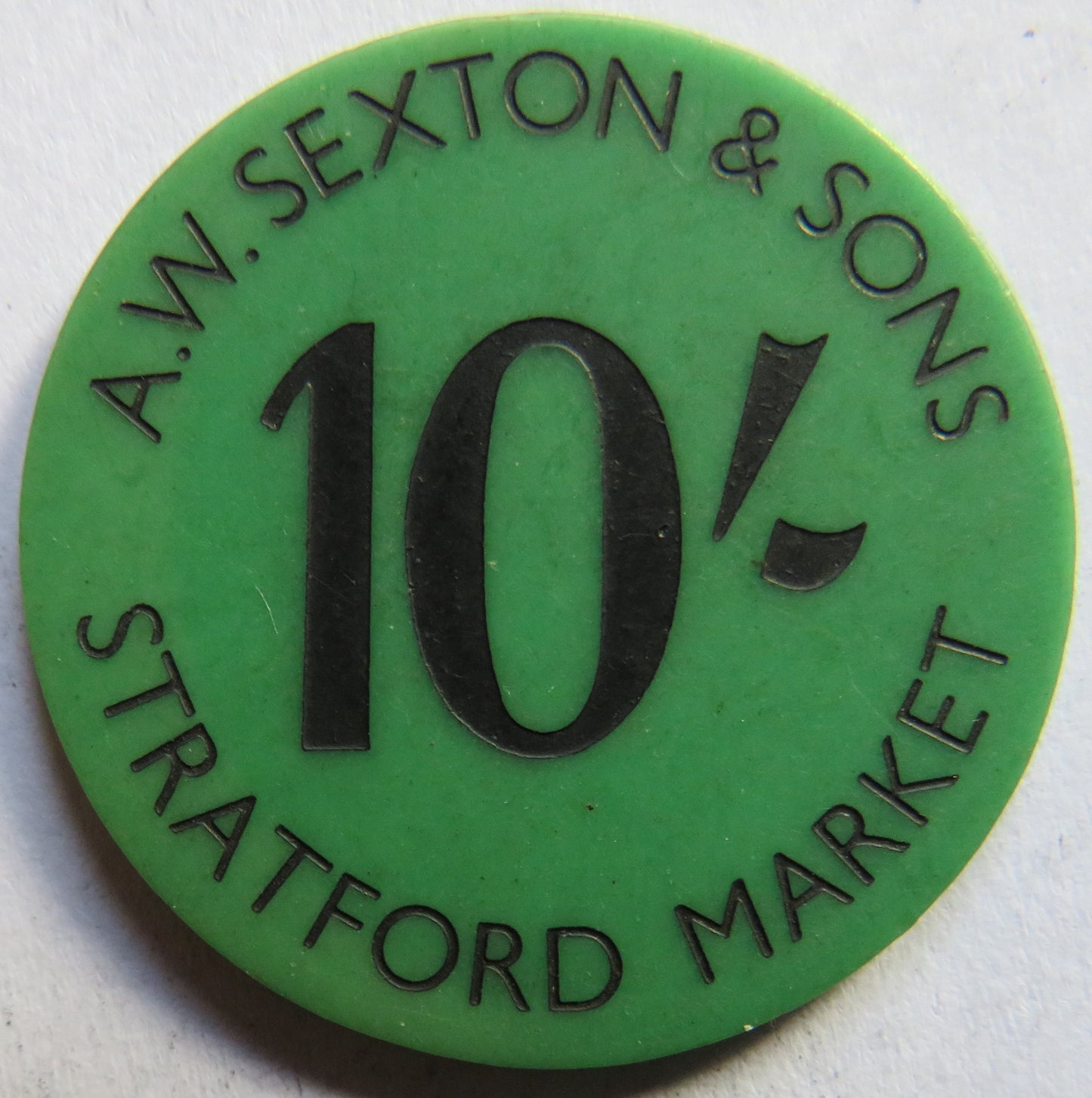 A.W. Sexton & Sons Stratford Market 10/- Plastic Token