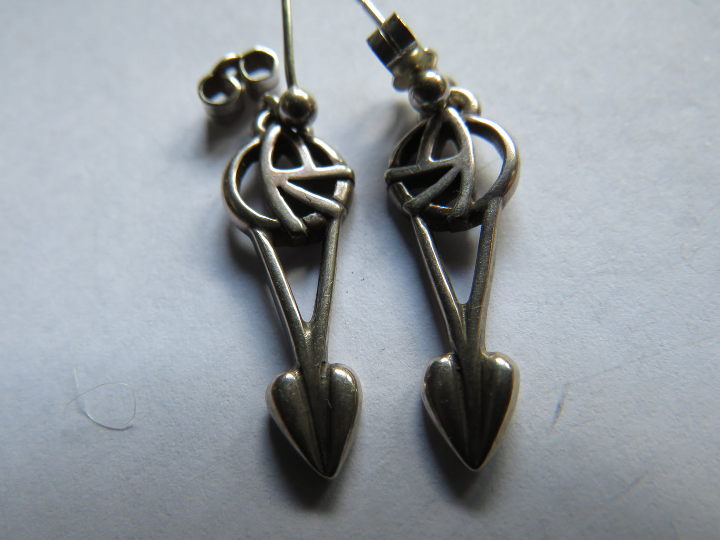 Pair of Ladies Sterling Silver Earrings In Style of Charles Rennie Mackintosh
