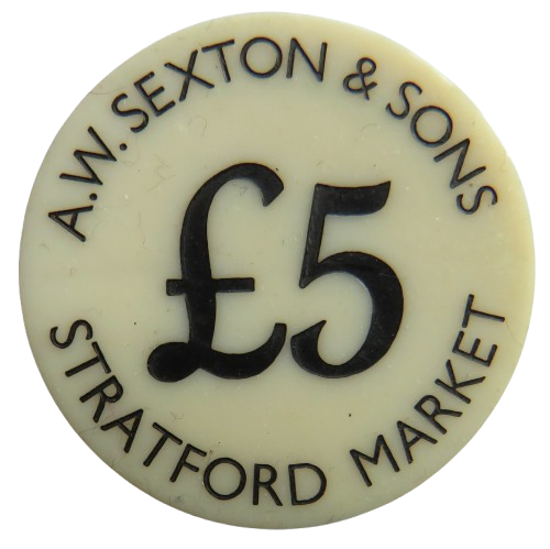 A.W. Sexton & Sons Stratford Market £5 Plastic Token