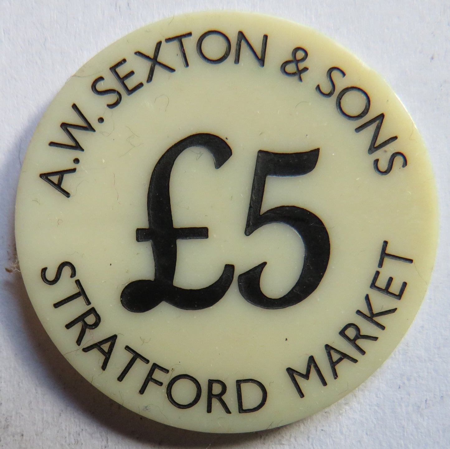 A.W. Sexton & Sons Stratford Market £5 Plastic Token