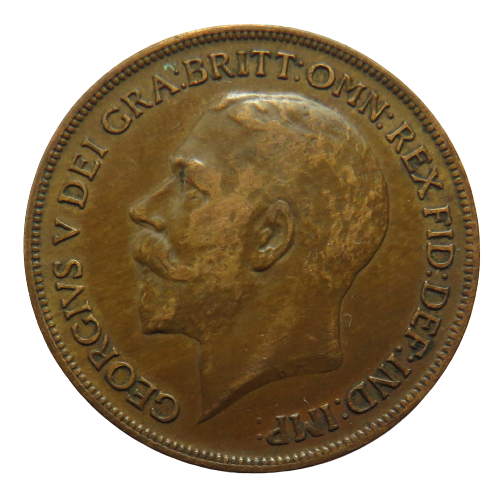 1921 King George V One Penny Coin - Great Britain