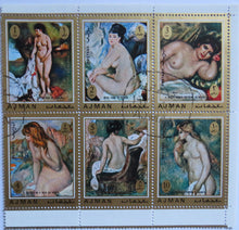 Load image into Gallery viewer, 1971 Ajman State 6 Stamp Sheet The Bather etc
