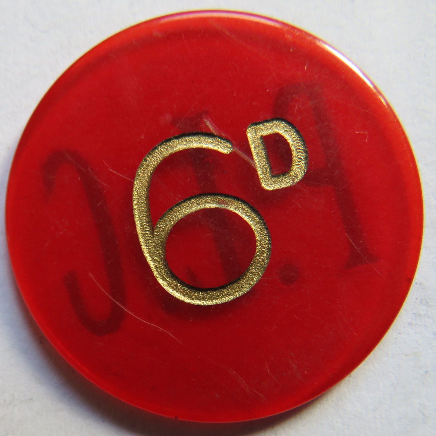 P.L.C. 6d Vintage Plastic Token