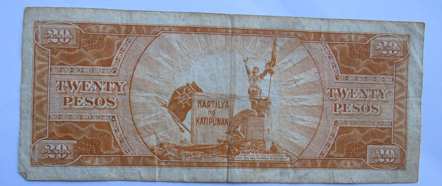 1961-65 Central Bank of The Philippines 20 Pesos Banknote