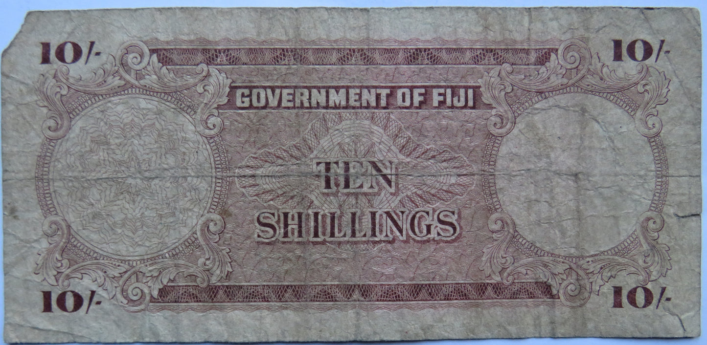 1957 Government of Fiji Ten Shillings Banknote