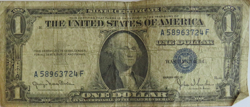 1935-D United States of America Silver Certificate $1 Banknote