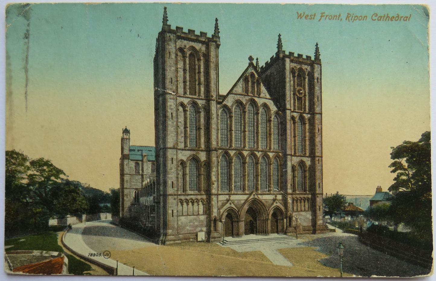 Vintage Postcard of West Front, Ripon Cathedral