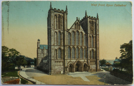 Vintage Postcard of West Front, Ripon Cathedral