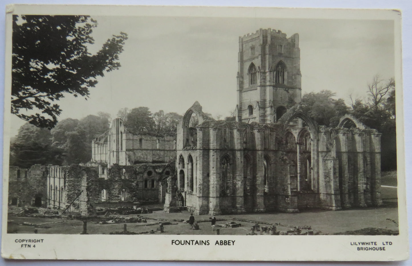 Vintage Postcard of Fountains Abbey - Lilywhite Ltd Brighouse
