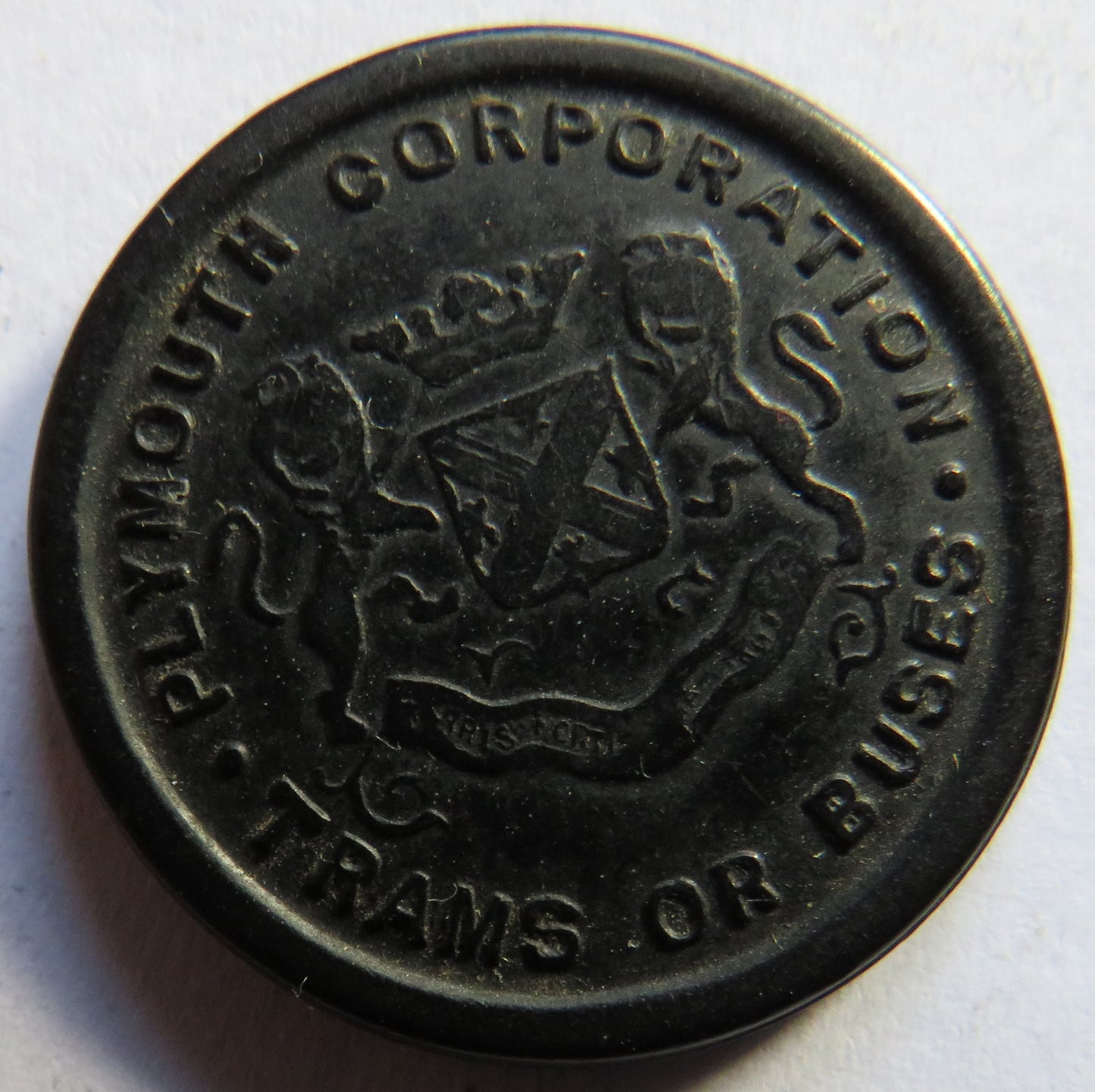 Plymouth Corporation Trams or Buses 1d Plastic Transport Token