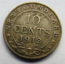 Load image into Gallery viewer, 1912 King George V Newfoundland Silver 10 Cents Coin
