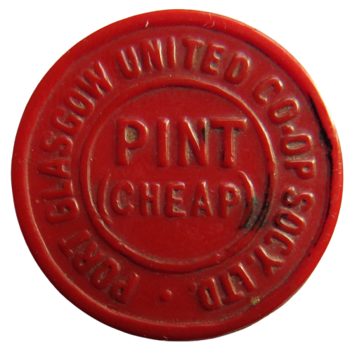 Port Glasgow United Cooperative Society Plastic 1 Pint Token