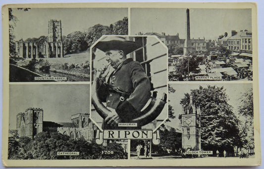 Vintage Multiview Postcard of Ripon including Wakeman