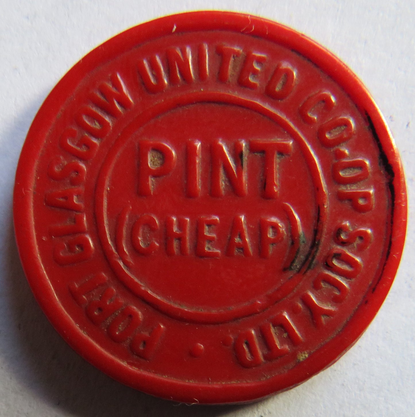 Port Glasgow United Cooperative Society Plastic 1 Pint Token
