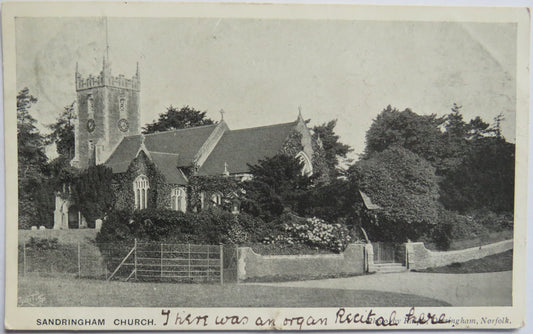 Antique Postcard of Sandringham Church 1906