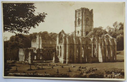 Vintage Postcard of Fountains Abbey from the South East