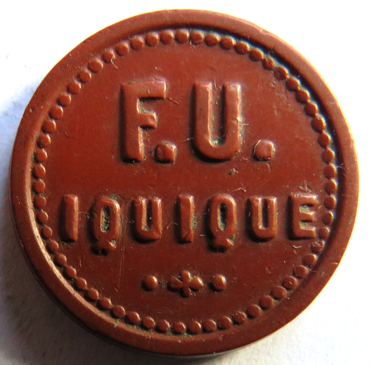 F.U Iquique Chile Vintage Plastic Transport Token