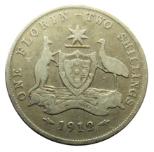 Load image into Gallery viewer, 1912 King George V Australia Silver Florin / Two Shillings Coin
