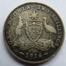 Load image into Gallery viewer, 1914 King George V Australia Silver Florin / Two Shillings Coin
