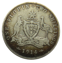 Load image into Gallery viewer, 1914 King George V Australia Silver Florin / Two Shillings Coin
