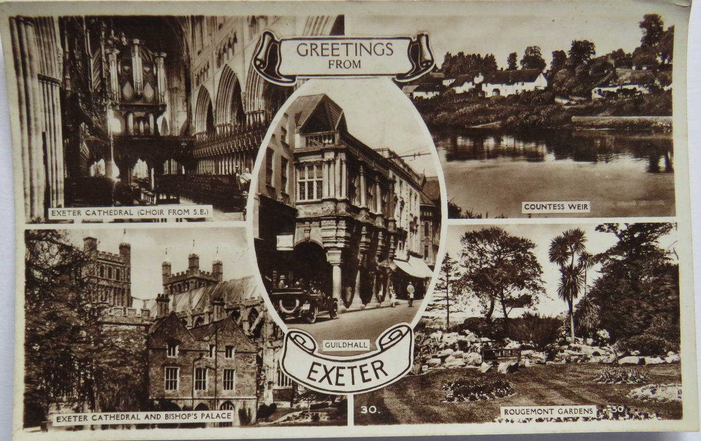 Vintage Postcard of Greetings From Exeter 1948