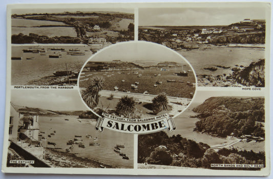 Vintage Multiview Postcard of Salcombe