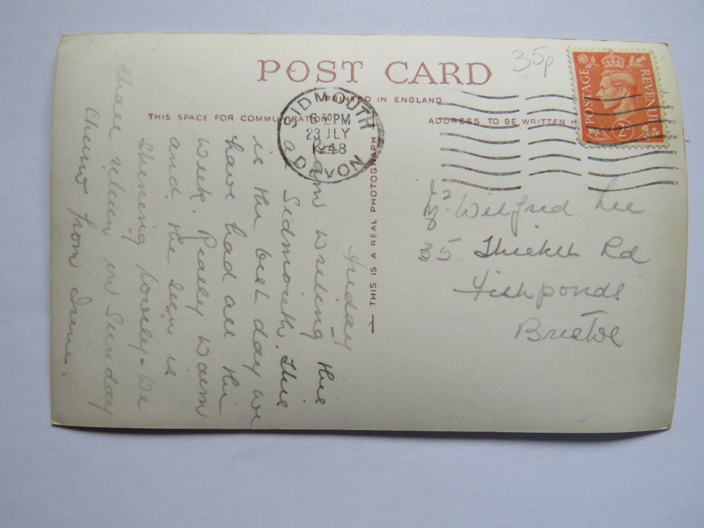 Vintage Postcard of Greetings From Exeter 1948