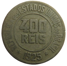 Load image into Gallery viewer, 1925 Brazil 400 Reis Coin
