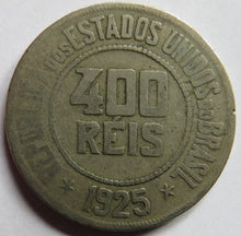 Load image into Gallery viewer, 1925 Brazil 400 Reis Coin
