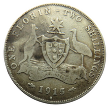 Load image into Gallery viewer, 1915-H King George V Australia Silver Florin / Two Shillings Coin
