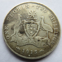 Load image into Gallery viewer, 1915-H King George V Australia Silver Florin / Two Shillings Coin
