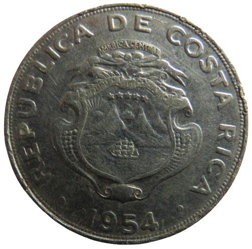 1954 Costa Rica One Colon Coin