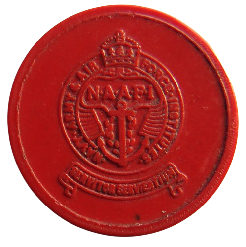 N.A.A.F.I. / Naafi Egypt Red Plastic Vintage 1/4d Token
